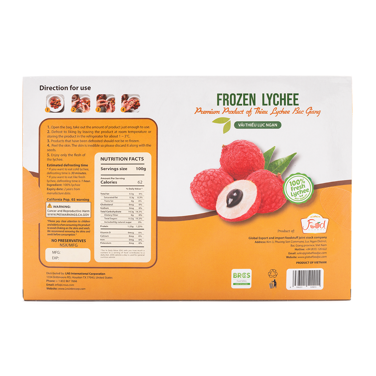 Vải Thiều Lục Ngạn Đông Lạnh | Frozen Lychee