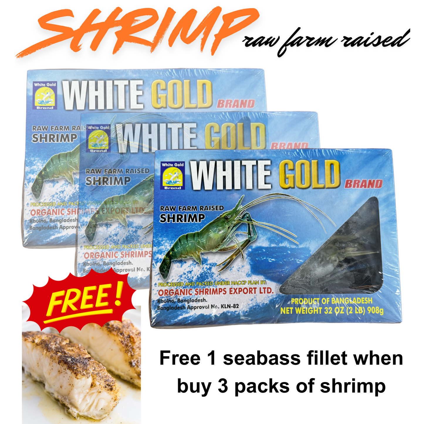 Combo 5: Tôm Càng Xanh size 2/4: Mua 1 hộp tặng 1 Fillet Cá Seabass