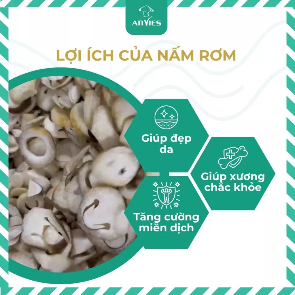Nấm Rơm Khô Thái Lát | Dried Sliced Straw Mushroom