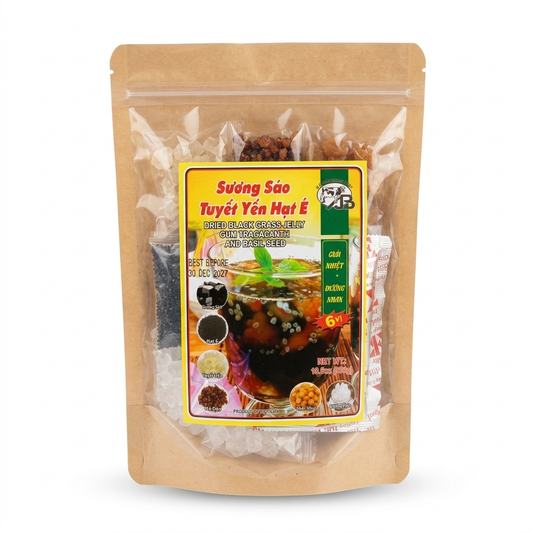 Sương Sáo Tuyết Yến Hạt É | Dried Black Grass Jelly, Gum Tragacanth and Basil Seed