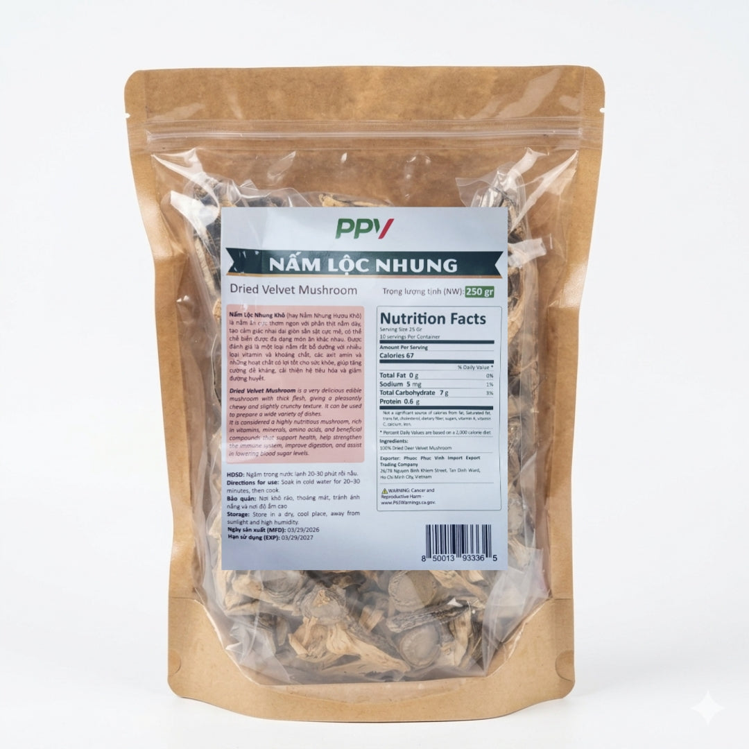 Nấm Lộc Nhung 250g | Dried Velvet Mushroom