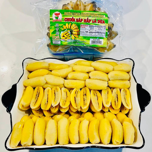Chuối Sáp Hấp Lá Dứa | Frozen Cooked Banana Pandan Leaves