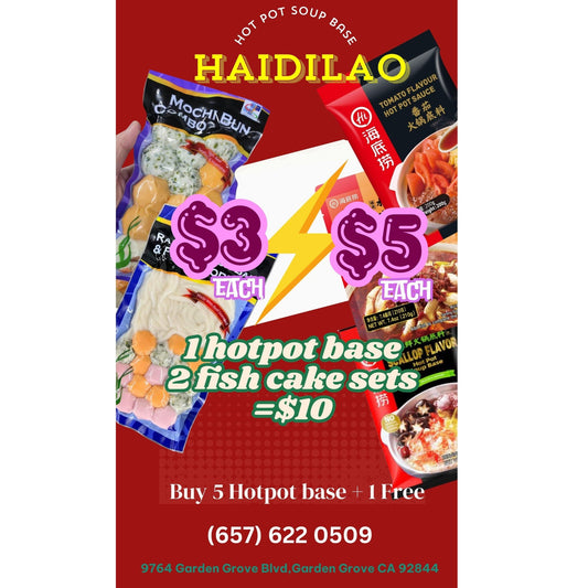 Combo 5: Set Lẩu 1 Haidilao + 2 Bags Cá Viên hoặc 2 Bún Nưa