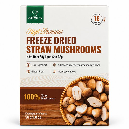 Nấm Rơm Sấy Lạnh | Freeze Dried Straw Mushroom