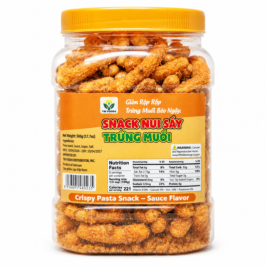 Nui Sấy Trứng Muối | Crispy Pasta Snack with Salted Eggs Flavor