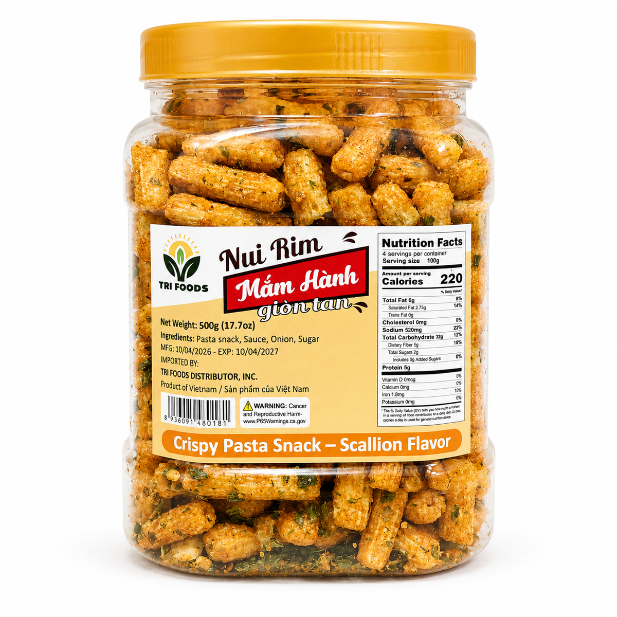 Nui Giòn Rim Mắm Hành | Crispy Pasta Snack with Scallion Flavor