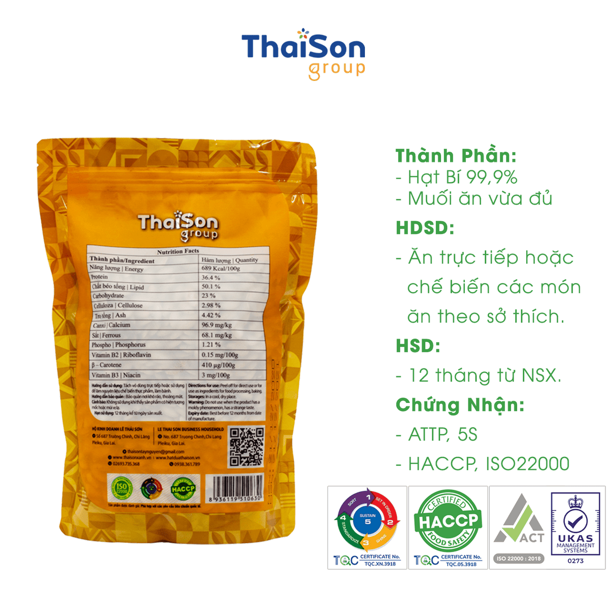 Hạt Bí Thái Sơn | Thai Son Pumkin Seeds