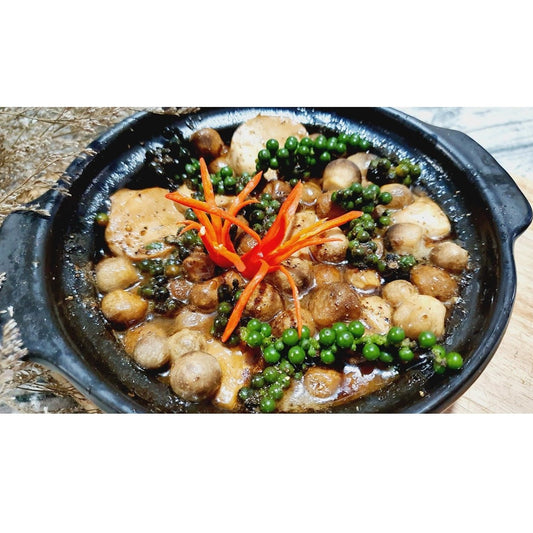 Nấm Rơm Kho Tiêu Xanh | Braised Straw Mushrooms