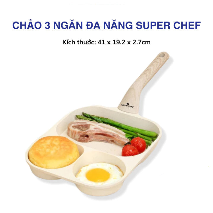 Chảo 3 Ngăn Chiên Trứng - Super Chef Frying Pan